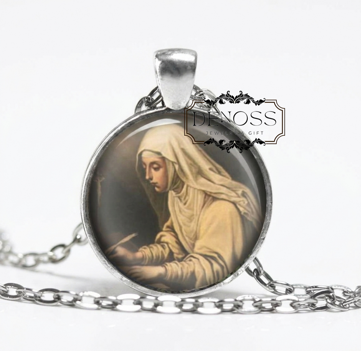Saint Catherine Ricci Necklace,Patron Saint Catholic Necklace,St Catherine Religious Pendant