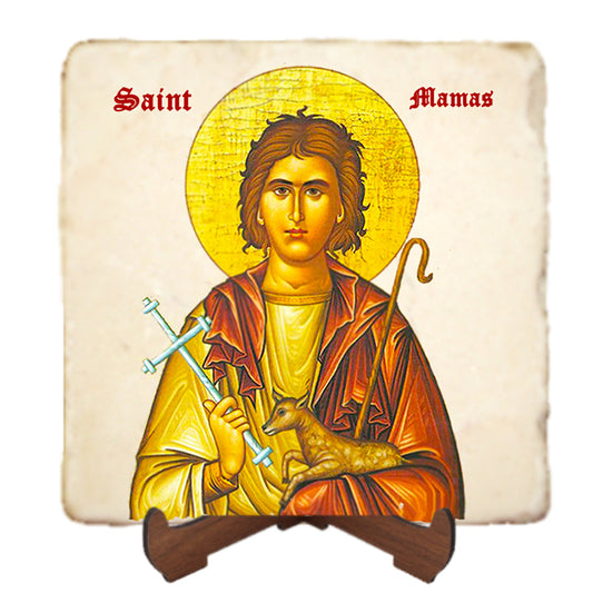 St.Mamas Icon,Men Saints,Marble Icon,Handmade,Prayer gift,Christian Icon