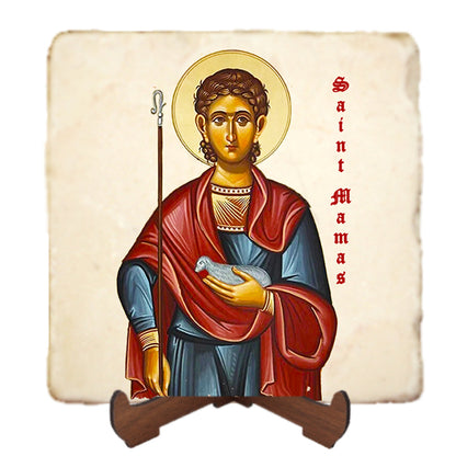 St.Mamas Orthodox Icon,Men Saints,Marble Icon,Handmade,Prayer gift,Christian Icon