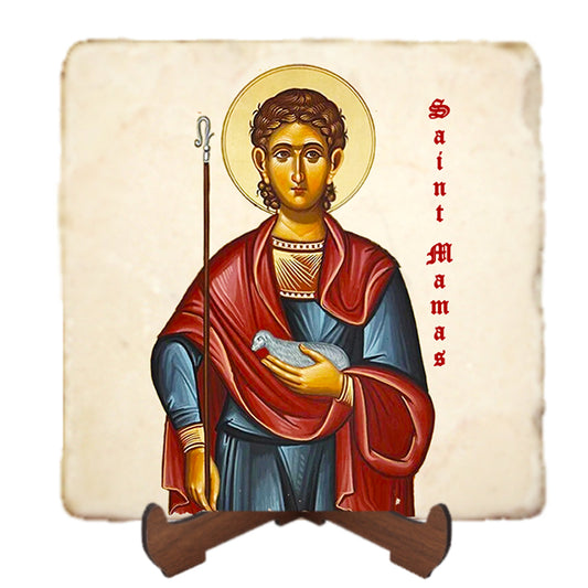 St.Mamas Orthodox Icon,Men Saints,Marble Icon,Handmade,Prayer gift,Christian Icon