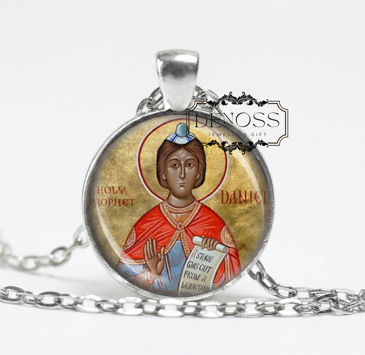 Saint Daniel Holy Prophet Religious Necklace,Christian Medal Orthodox Saint Pendant w Chain