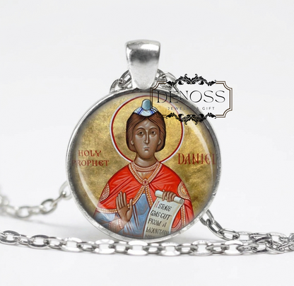 Saint Daniel Holy Prophet Religious Necklace,Christian Medal Orthodox Saint Pendant w Chain