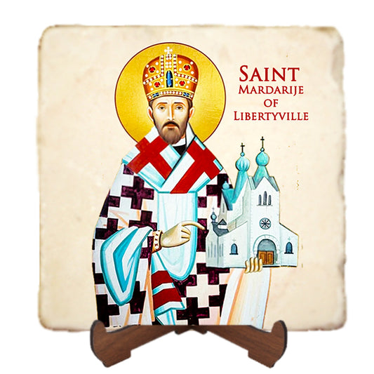 St.Mardarije Icon,Men Saints,Marble Icon,Handmade,Prayer gift,Christian Icon