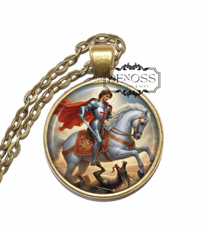 SAINT GEORGE Necklace,Patron Saint of Soldiers,Patron Saint of Scouts,Patron Saint of England,Dragon-Slayer
