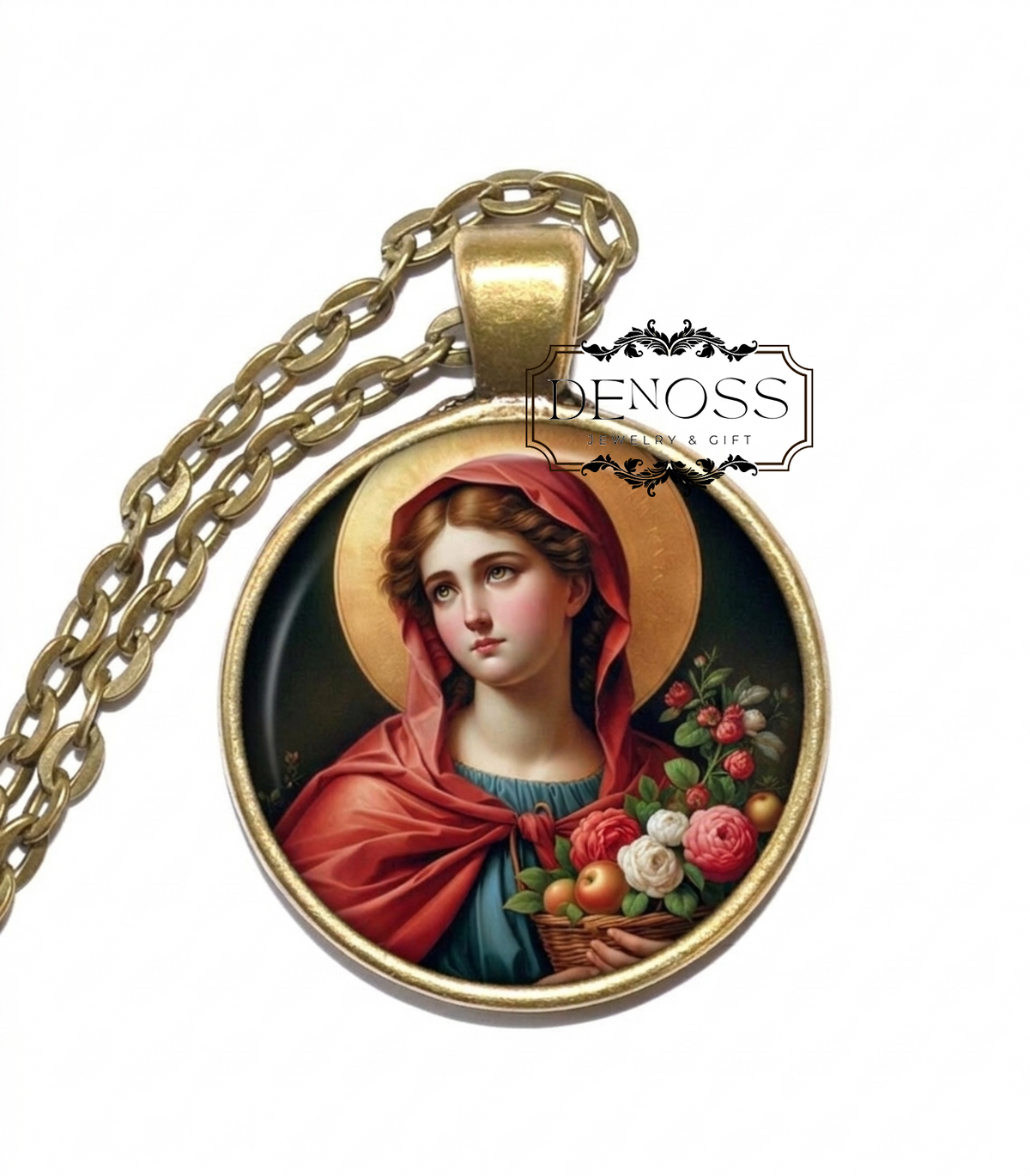 SAINT DOROTHY of CAESAREA Necklace,Patron Saint of Gardeners & Hope,Patron Saint of Brides