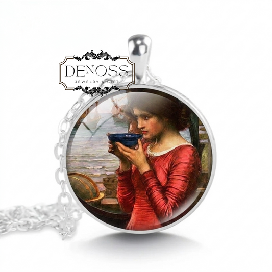 JW Waterhouse 'Destiny' Painting Pendant Necklace,Pre-Raphaelite Art Jewellery