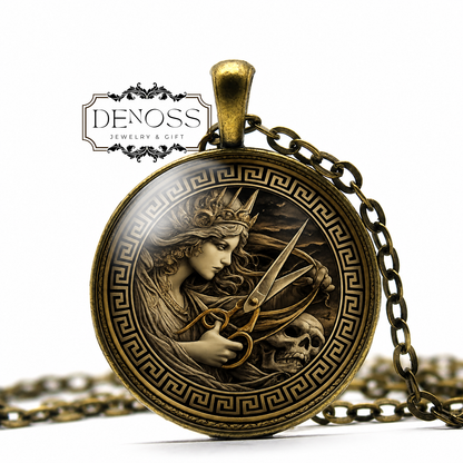 ATROPOS Necklace,Moirai,Inflexible,Unturning,Three Fates,Fate,Destiny,Death,Greek,Mythology,Glass Pendant