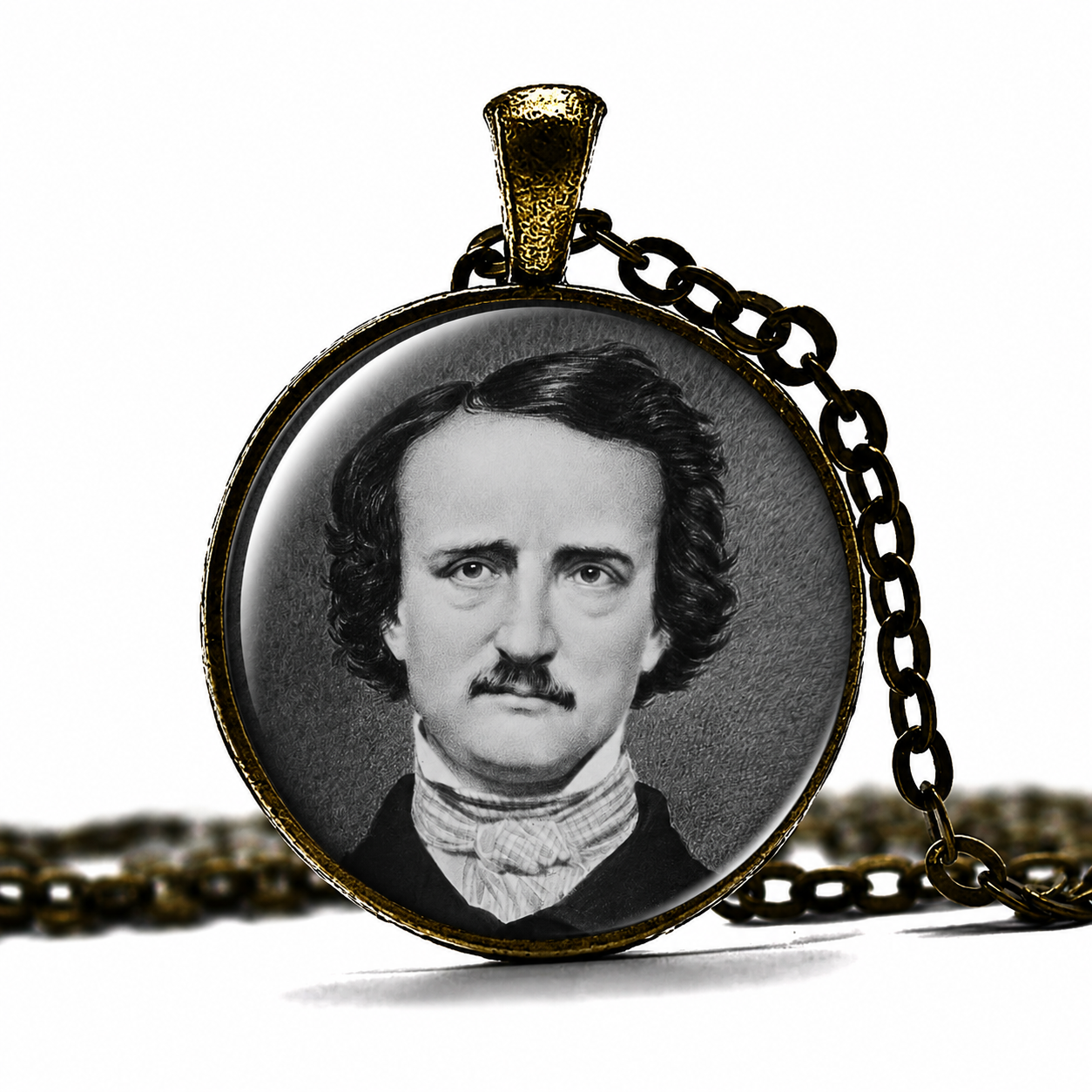 EDGAR ALLAN POE Necklace,Writer,Poet,Literary  critic,Editor,American,Mystery,Macabre,Art Pendant Necklace