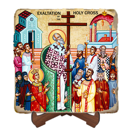 Exaltation of the Cross Icon,Marble Icon,Handmade,Prayer gift,Christian Icon