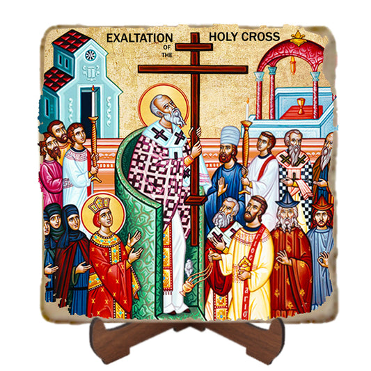 Exaltation of the Cross Icon,Marble Icon,Handmade,Prayer gift,Christian Icon