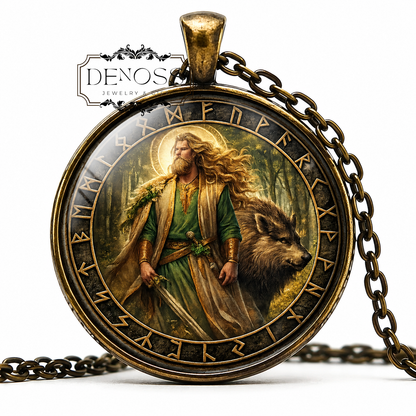 FREYR Necklace,Norse,God,God of Fertility,Peace,Prosperity,Vikings,Scandinavian,Symbol,Art Pendant,Handmade Jewelry