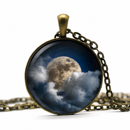 Full Moon Necklace,Night Sky,Storm Cloud, Moon Jewelry