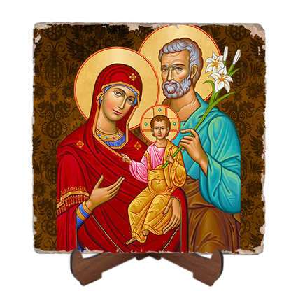 Holy Family Icon,Marble Icon,Handmade,Baptism gift,Christian Icon