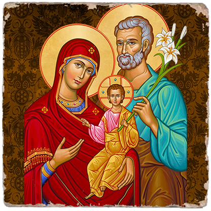 Holy Family Icon,Marble Icon,Handmade,Baptism gift,Christian Icon