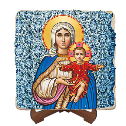 Our Lady of the Rosary,Marble Icon,Handmade,Baptism gift,Christian Icon