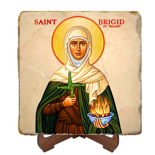 St. Brigid Icon,Women Saint,Marble Icon,Handmade,Prayer gift,Christian Icon