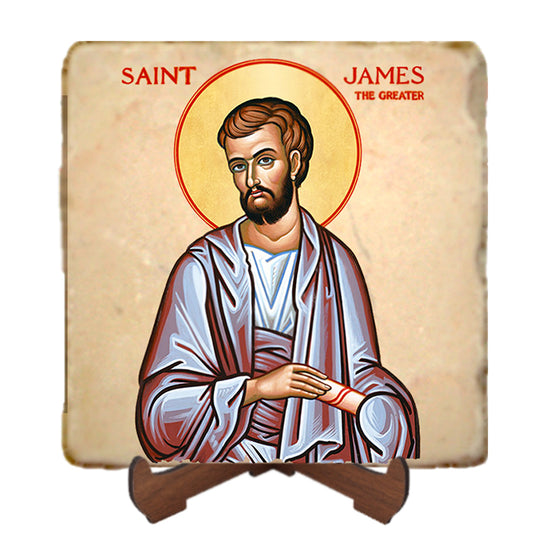St.James the Greater Icon,Men Saints,Marble Icon,Handmade,Prayer gift,Christian Icon