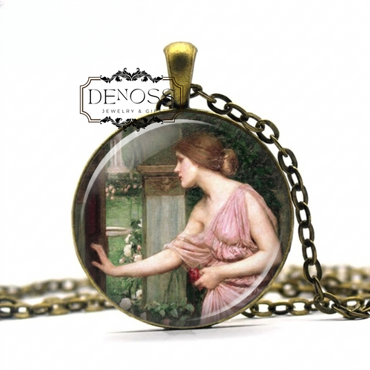 JW Waterhouse 'Psyche at Cupid's Garden' Pendant Necklace