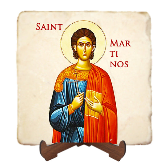 St.Martinos Icon,Men Saints,Marble Icon,Handmade,Prayer gift,Christian Icon