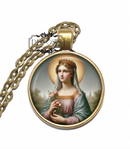 SAINT ELIZABETH of HUNGARY Necklace,Patron Saint of Charity & the Poor,Patron Saint of Bakers