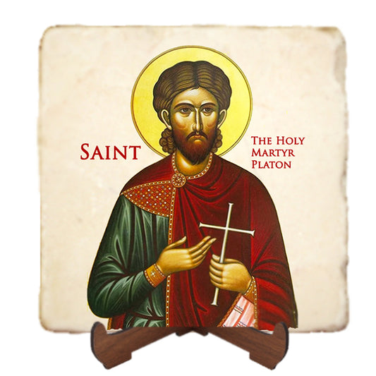 St.The Holy Martyr Platon Icon,Men Saints,Marble Icon,Handmade,Prayer gift,Christian Icon