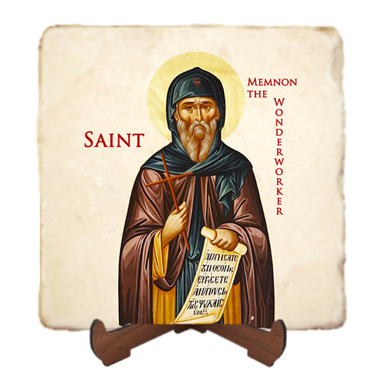 St.Memnon Icon,Men Saints,Marble Icon,Handmade,Prayer gift,Christian Icon