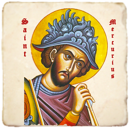 St.Mercurius Icon,Men Saints,Marble Icon,Handmade,Prayer gift,Christian Icon