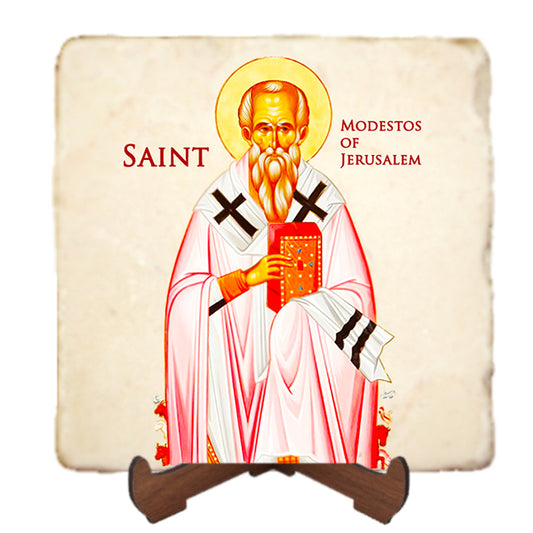 St.Modestos Icon,Men Saints,Marble Icon,Handmade,Prayer gift,Christian Icon
