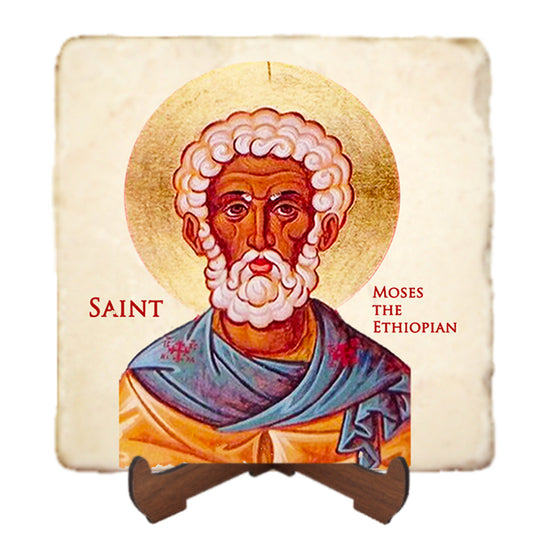 St.Moses Icon,Men Saints,Marble Icon,Handmade,Prayer gift,Christian Icon