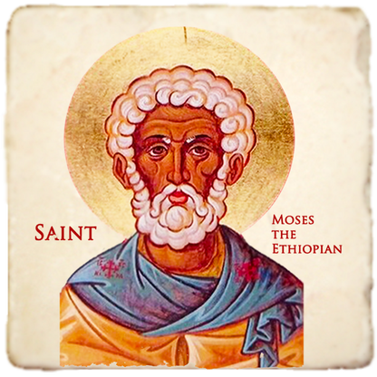 St.Moses Icon,Men Saints,Marble Icon,Handmade,Prayer gift,Christian Icon