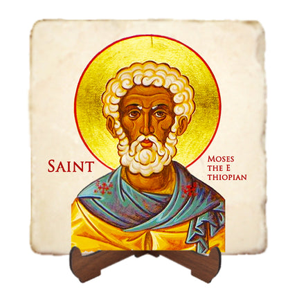 St.Moses the Ethiopian Icon,Men Saints,Marble Icon,Handmade,Prayer gift,Christian Icon