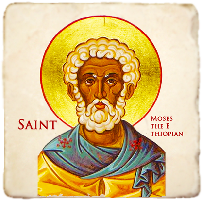 St.Moses the Ethiopian Icon,Men Saints,Marble Icon,Handmade,Prayer gift,Christian Icon