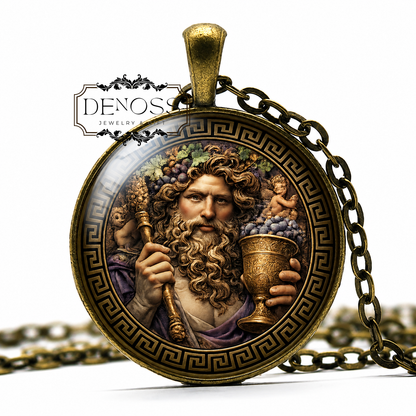 BACCHUS Necklace,God of Wine,God of Festivity,God of Ecstasy,Revelry,Pleasure Roman,Mythology,Glass pendant