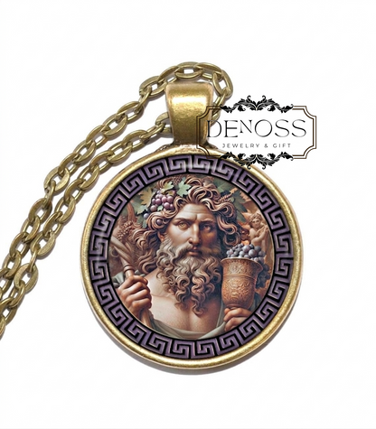 BACCHUS Necklace,God of Wine,God of Festivity,God of Ecstasy,Revelry,Pleasure,Roman,Mythology,Glass pendant