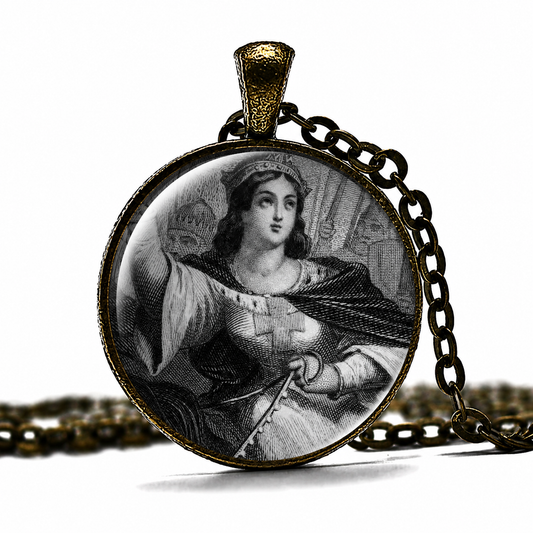 ELEANOR OF AQUITAINE Necklace,Queen, Powerful,France,England,Richard the Lionheart, John of England Strong Women,Glass Pendant Necklace - Denoss