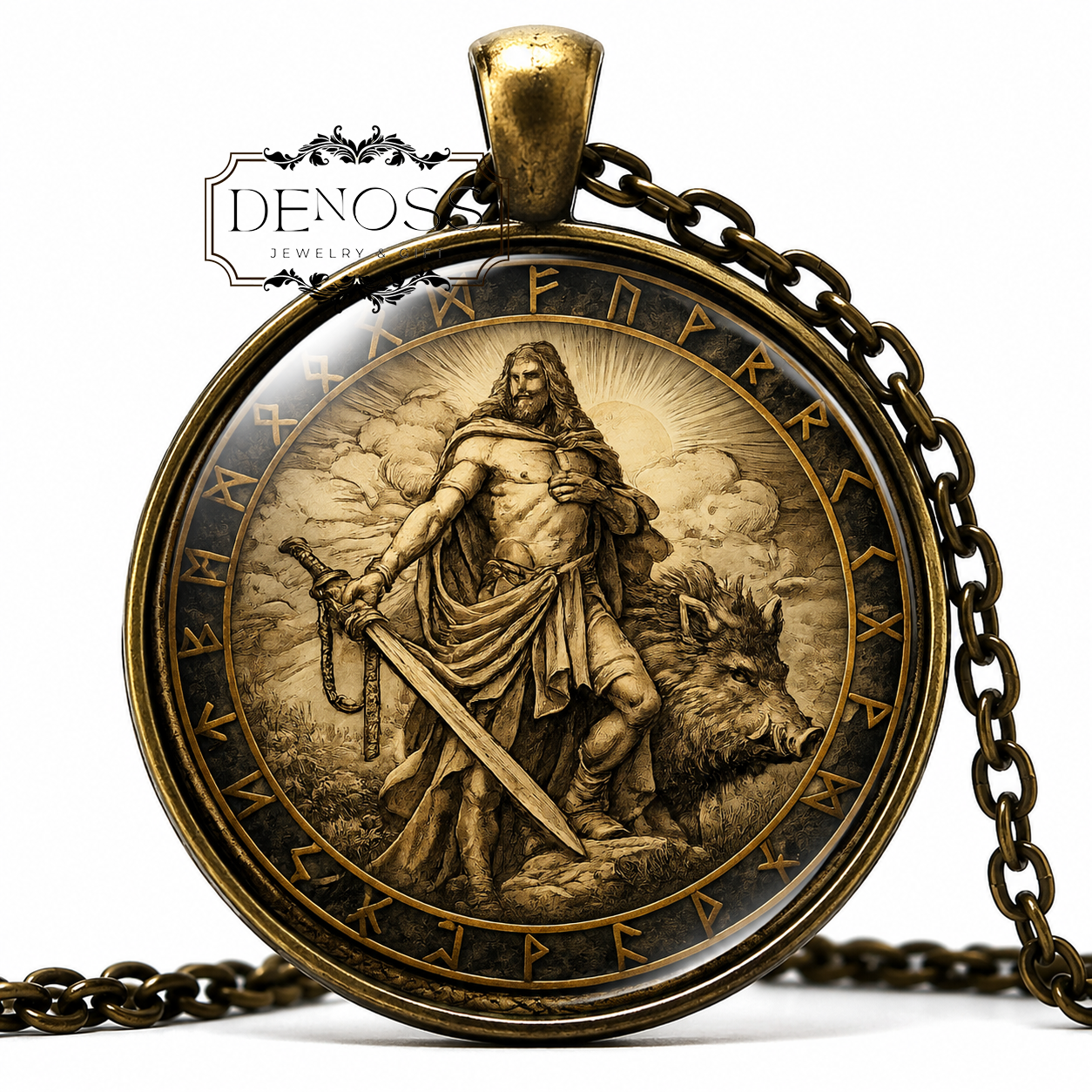FREYR Necklace,Norse,God of Fertility,God of Peace,God of Prosperity,Vikings,Scandinavian God of Sunshine,God of Kingship