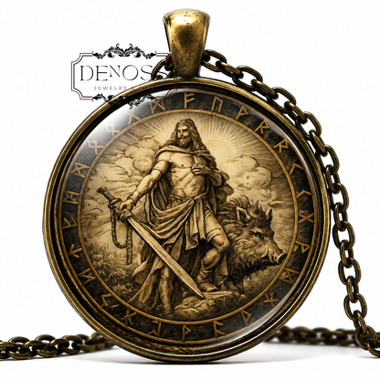 FREYR Necklace,Norse,God of Fertility,God of Peace,God of Prosperity,Vikings,Scandinavian God of Sunshine,God of Kingship