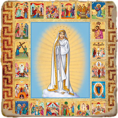 Fatima Rosary Icon,Marble Icon,Handmade,Prayer gift,Christian Icon