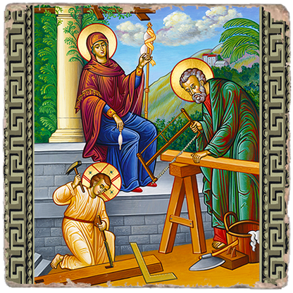 House of Nazareth Icon,Marble Icon,Handmade,Baptism gift,Christian Icon