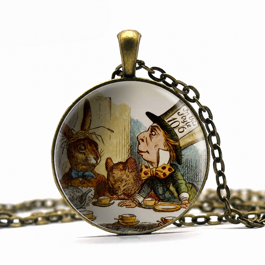 Mad Hatter's Tea Party necklace, Alice in Wonderland jewelry,Mad Hatter jewelry,literary gift