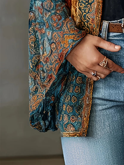 Vintage Floral Velvet Casual Jacket for Women