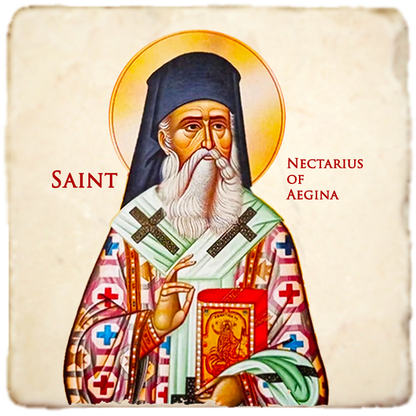 St.Nectarius of Aegina Icon,Men Saints,Marble Icon,Handmade,Prayer gift,Christian Icon