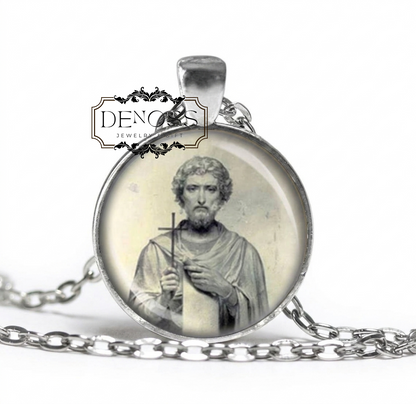 Saint Justin Catholic Necklace,Christian Medal Pendant,Patron Saint Religious Jewelry