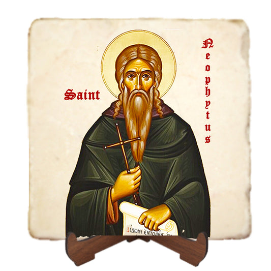St.Neophytus Icon,Men Saints,Marble Icon,Handmade,Prayer gift,Christian Icon