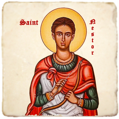 St.Nestor Icon,Men Saints,Marble Icon,Handmade,Prayer gift,Christian Icon