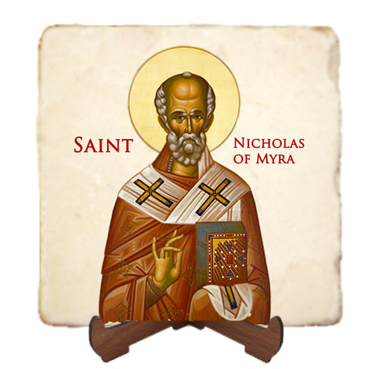 St.Nicholas of Myra Icon,Men Saints,Marble Icon,Handmade,Prayer gift,Christian Icon