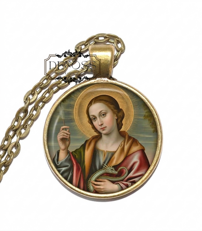 SAINT MARTHA Pendant Necklace,Patron Saint of Hospitality & Homemakers