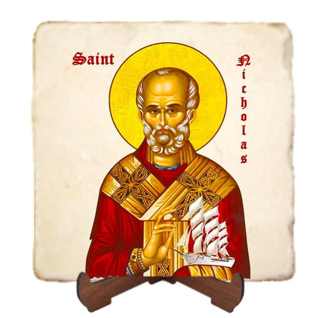 St.Nicholas Orthodox Icon,Men Saints,Marble Icon,Handmade,Prayer gift,Christian Icon