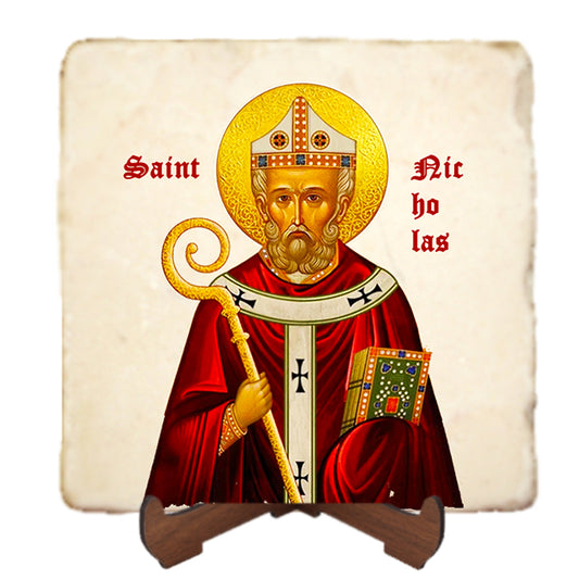 St.Nicholas Prayer Icon,Men Saints,Marble Icon,Handmade,Prayer gift,Christian Icon