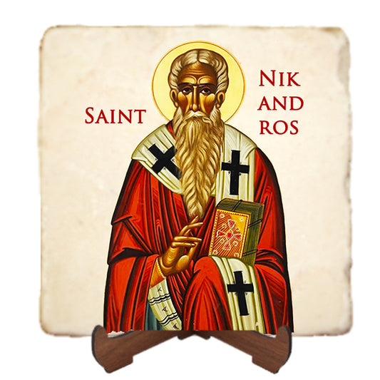 St.Nikandros Icon,Men Saints,Marble Icon,Handmade,Prayer gift,Christian Icon